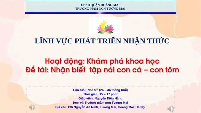 Giáo Án Nhận Biết Con Tôm Con Cá