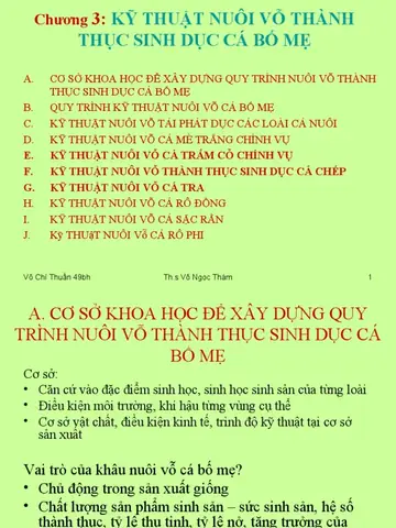 Nuôi Vỗ Cá Bố Mẹ