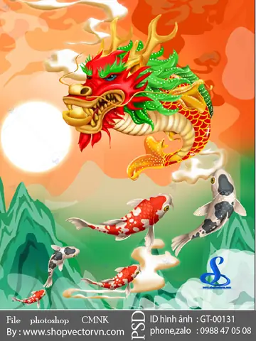 Cá Chép Hóa Rồng Vector