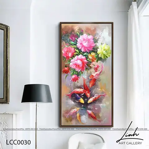Tranh Cá Chép Hoa Mẫu Đơn