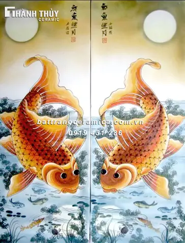 Tranh Cá Chép Trông Trăng Bằng Gỗ