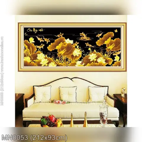 Tranh Thêu Hoa Sen Cá Chép