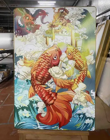 Tranh Vẽ Cá Chép Hóa Rồng